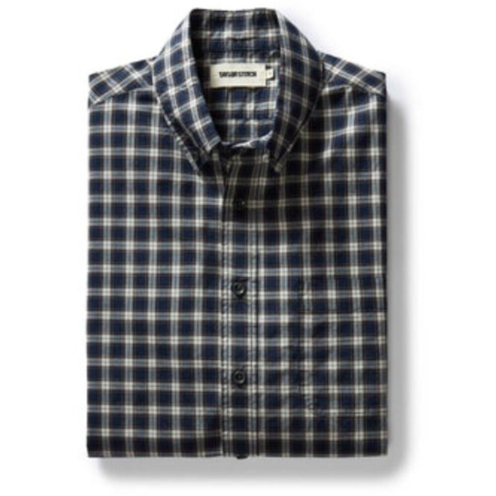 Taylor Stitch The Jack Button Down Shirt in Deep Blue Plaid, Size 44 (XL)